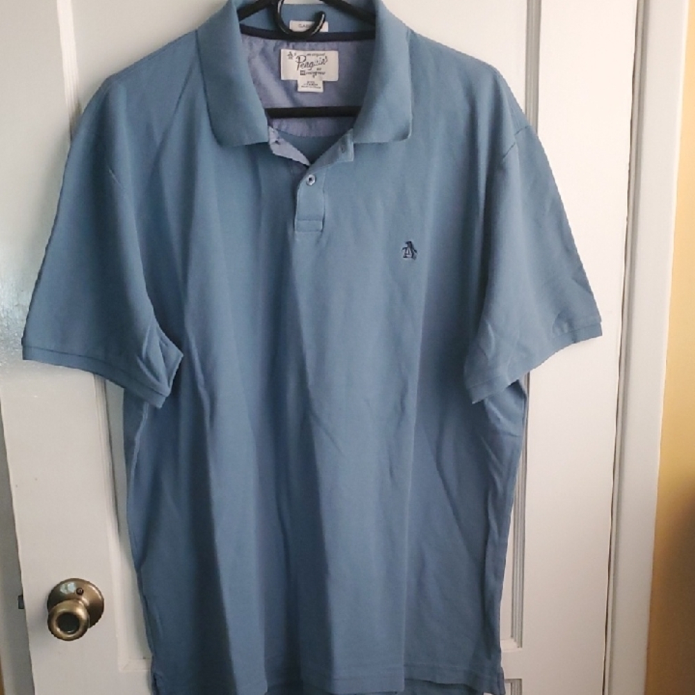 Original Penguin Blue Polo Shirt Casual Cotton Blend
